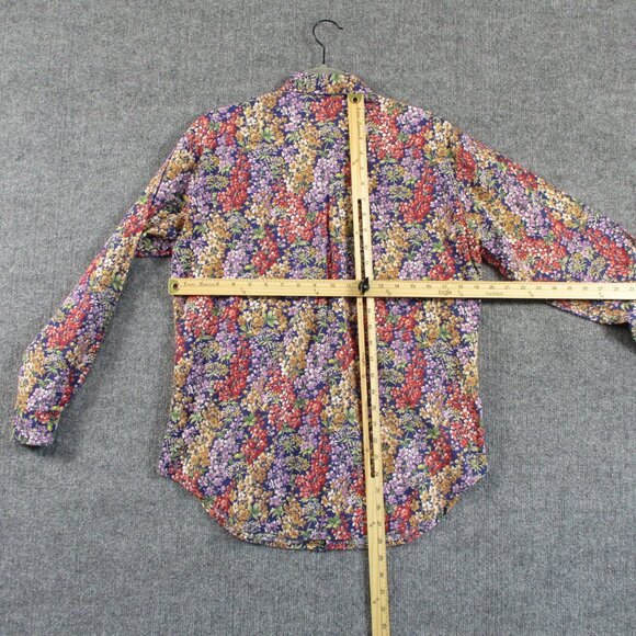 VINTAGE Andrew McMullan Shirt Womens 8 Pink Blue Floral Print Lilac USA Made - Picture 7 of 12